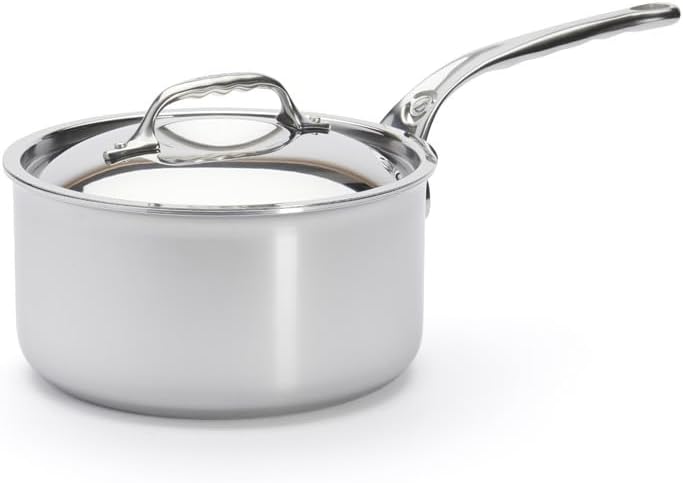 Casserole en inox 5 couches AFFINITY - 20 cm - Fabriquée en France, Sans PFAS, Montée Rapide en Température, Inox 18/10, Tous Feux + Four, Finition Poli Brillant Diameter 20 cm Casserole en inox