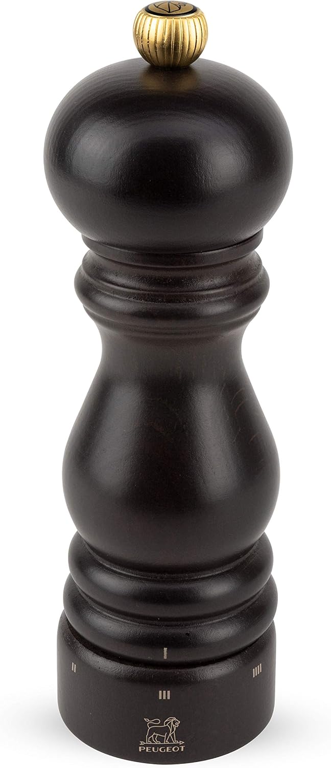 Moulin à Poivre Paris u'Select 18 cm - 6 Réglages de Moutures Prédéfinies - En Bois Labellisé PEFC - Fabrication Française - Coloris Chocolat Chocolat Poivre