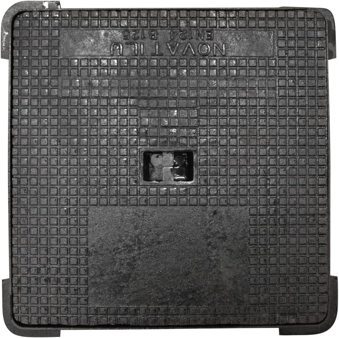 Regard Hydraulique Carré Plaque d'égout en fonte ductile (400 x 400 mm) Classé B125 avec cadre - Garantit un Évacuation Efficace des Eaux Pluviales - Conforme aux Normes UNE EN-124