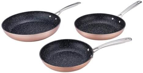 Set de 3 poêles cuivré 20/24/28cm Greblon céramique - "Héritage"