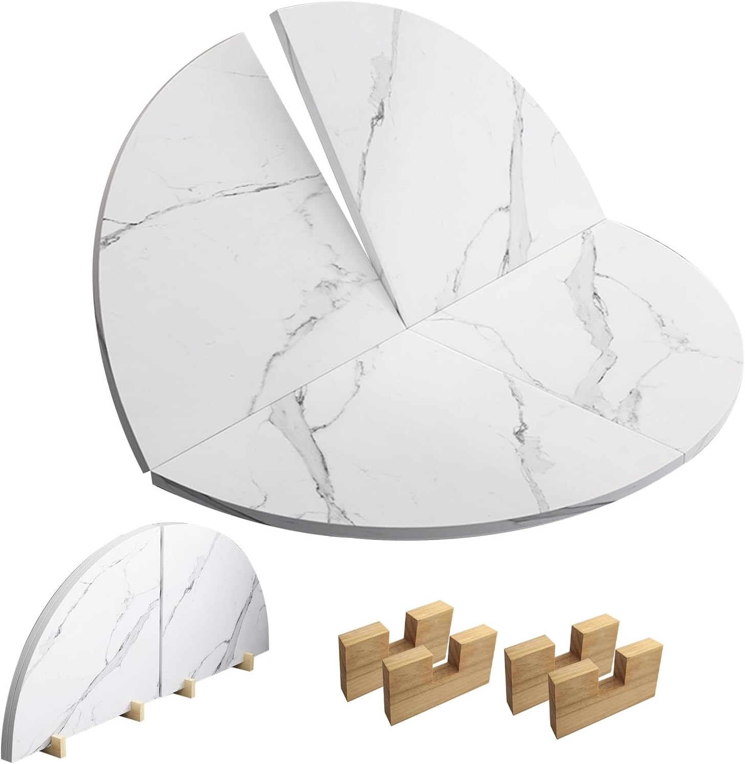 Plateau de Table Rond en Bois de 100 a 170 cm de Diamètre, Table Ronde Pliante, sans Pieds, Plateau Uniquement par Un Support de Rangement(110cm)