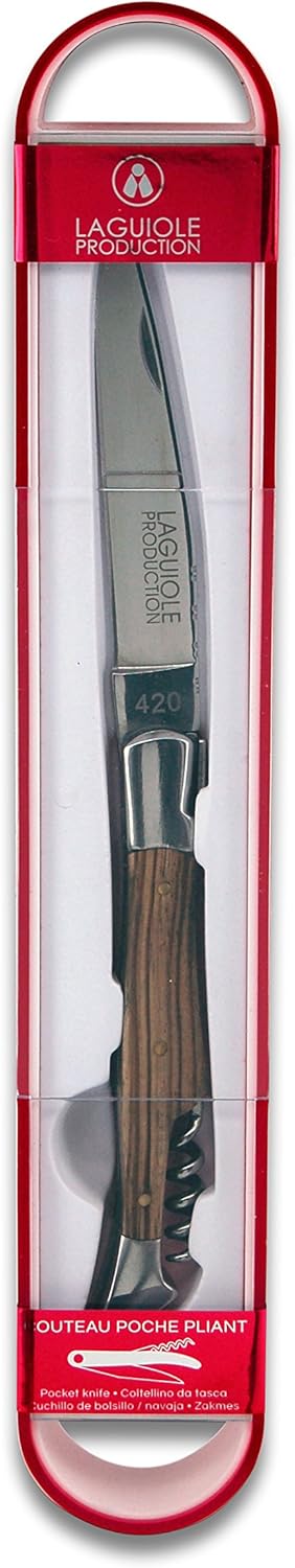 Laguiole Production - Couteau de Poche Pliant - Laguiole Tradition - Lame en acier inoxydable - Manche en bois