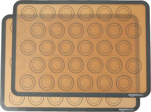 Lot de 2 Rectangulaire Silicone Tapis de cuisson pour macarons, Beige,gris, 41.9L x 29.5l cm