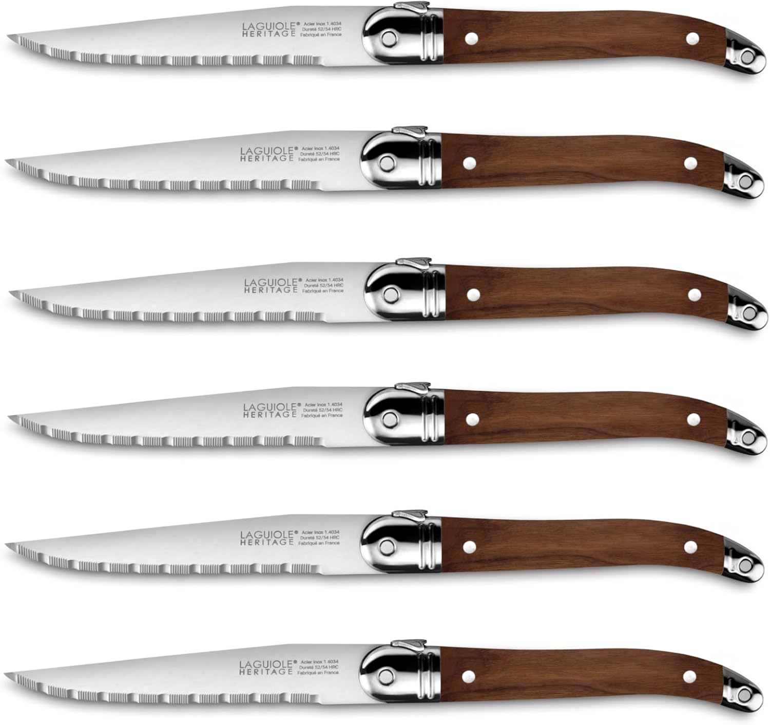 LAGUIOLE HERITAGE Coffret de 6 couteaux Laguiole Héritage Made in France Bois Foncé