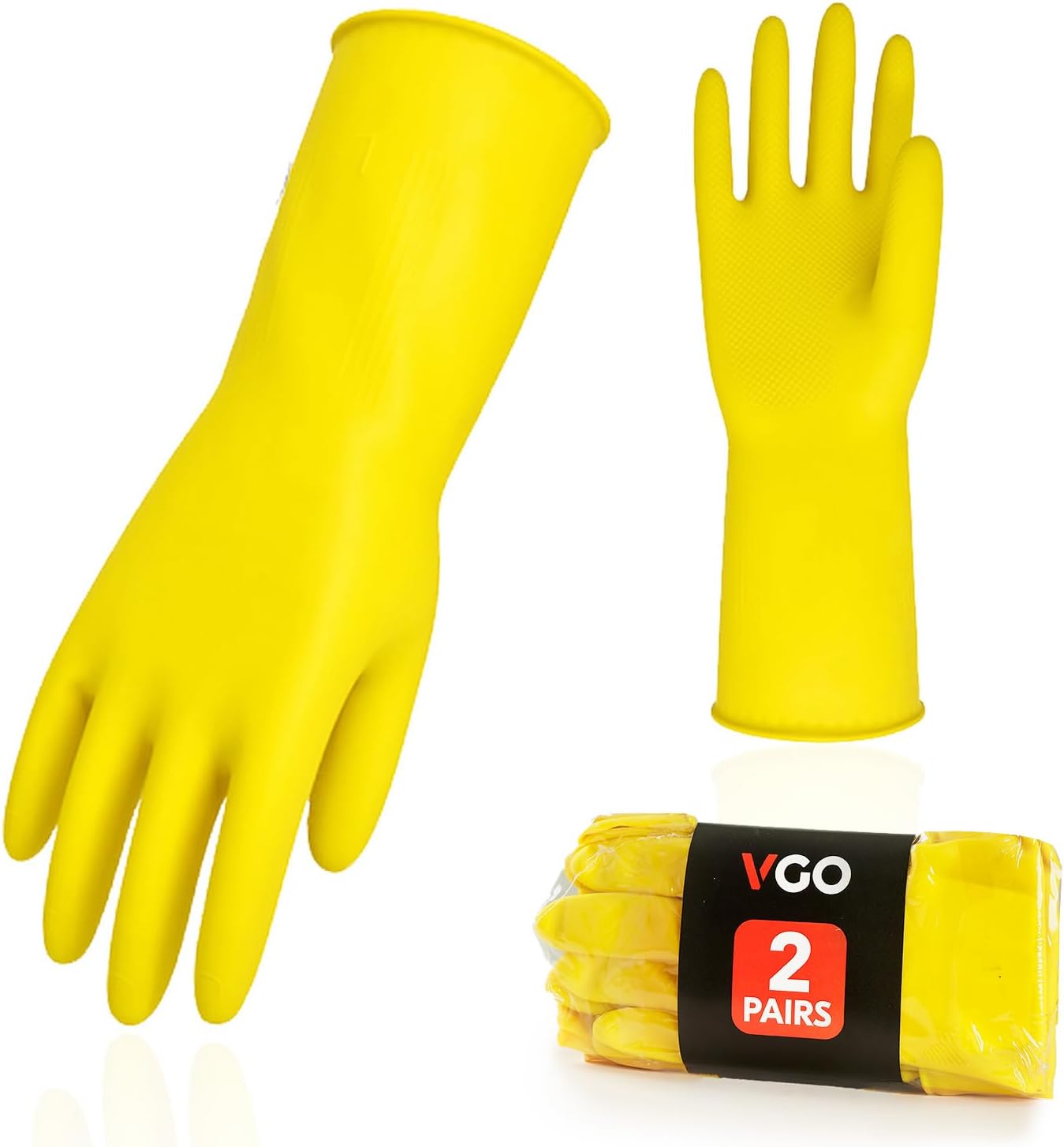 .. - Gants de Nettoyage Ménagers Réutilisables, Gants de Vaisselle en Caoutchouc, Epaisseur Supplémentaire, Manches Longues (HH4601) 1 S(lot de 2 paires)