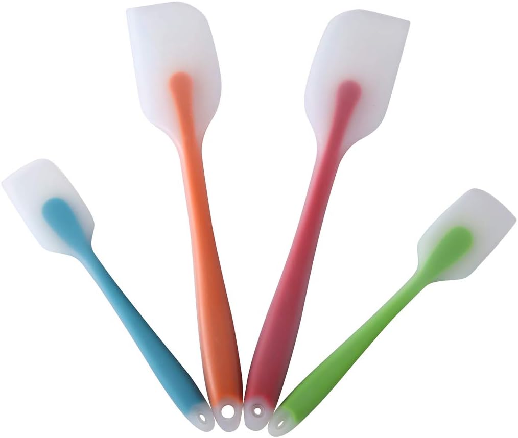 Lot de 4 spatules en silicone – Spatule flexible résistante à la chaleur 450F avec noyau en acier inoxydable – Ustensiles de cuisine haut de gamme de qualité FDA avec une bonne prise en main – sans