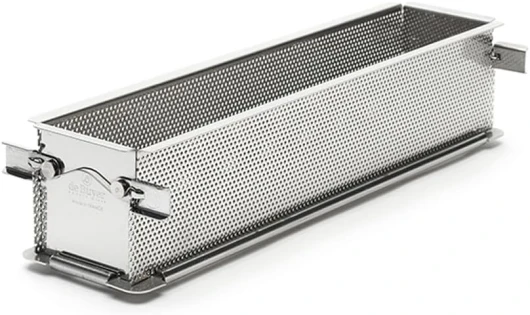 Moule rectangulaire GEOFORME dépliable à charnières en inox perforé - 35 x 7 x 7,5 cm -, Gris