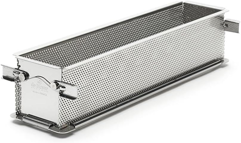 Moule rectangulaire GEOFORME dépliable à charnières en inox perforé - 24 x 5 x 6 cm -, Gris