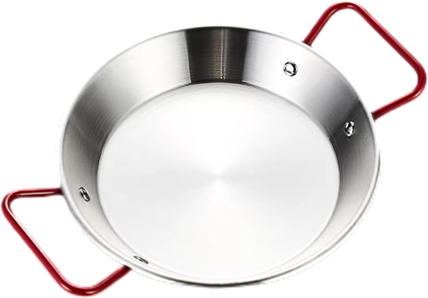 Poêle à paella en acier inoxydable avec poignées rouges (22 cm for 1 person)