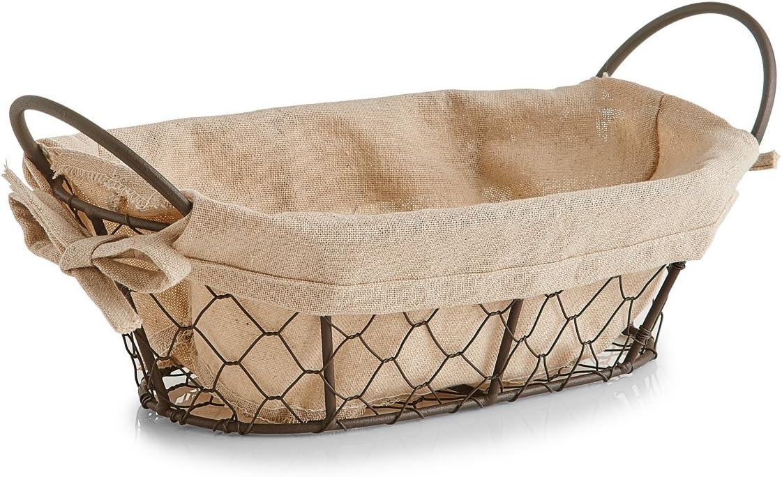 Zeller 18090 Countrystyle Panier à Pain Eisen/Tissu/Polyester/Coton Brun 26 x 17 x 9 cm