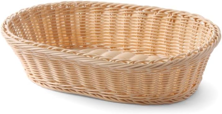 Corbeille à pain, ovale, panier, corbeille pour la présentation et le rangement du pain, porte pain, 380x270x(H) 90mm, polypropylène, acier inox single ovale