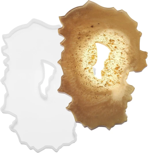 Luxeu Grand Moule Resine Epoxy, Moule Silicone Resine Epoxy Plateau, Réutilisable et Lavable, pour Assiettes à Fruits, Assiettes à Collation, Décoration Intérieure Irrégulier