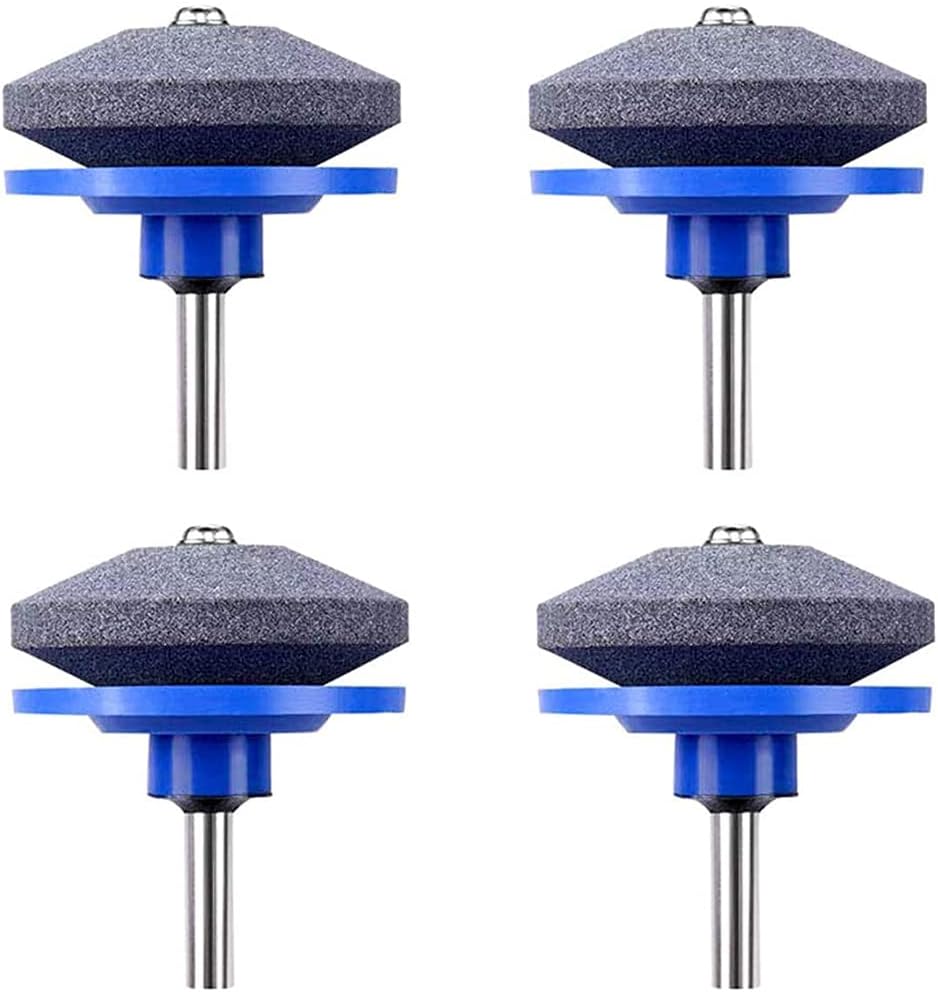Affûteuse de Tondeuse à Gazon,4 PCS Universel Tondeuse À Gazon Affûteuse De Lame Rotative Meuleuse De Jardin Pierre De Roue pour Perceuse Électrique Perceuse À Main Kit De Réparation