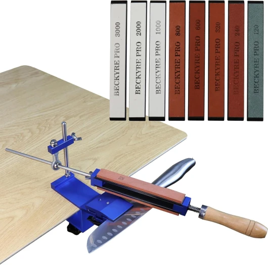 Aiguiseur De Couteaux Professionnel,Affûteur de Couteaux à Angle Fixe Rotatif à 360°,Système d'Affûtage de Couteaux à Angle Fixe,avec 8 Pierres,Pour le meulage et le polissage