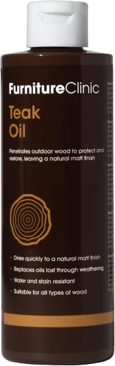 Huile Bois Teck Furniture Clinic – 500 ml - Restaure & Préserve le Mobilier de Jardin en Bois Intérieur et Extérieur - Protection & Séchage Rapide, Finition Matte Naturelle 500 ml (Lot de 1)