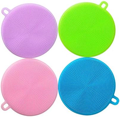 8pcs Éponges à Vaisselle en Silicone Éponges de Nettoyage pour la Maison Brosses Antibactériennes sans Moisissure Couleur Aléatoire