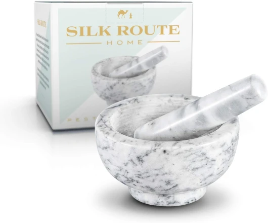 Silk Route Home Mortier et Pilon en Marbre Massif de