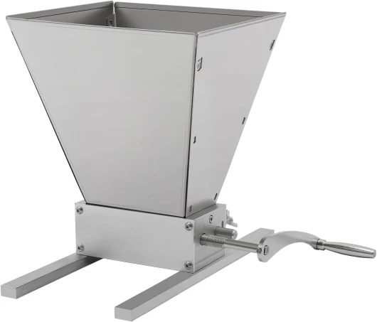 Moulin manuel en acier inoxydable - Moulin à céréales - Moulin à farine - Moulin à malt réglable avec 2 roulettes et grande ouverture entonnoir - 4 l - Argenté