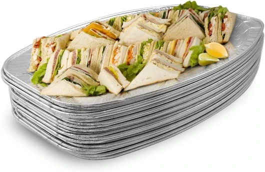 20 Plateaux en Aluminium, Plats à Servir, Barquettes, 35,5cm - Cuisson, Fêtes, Anniversaires, Noël, Mariages, Traiteur, Buffet - Solide & Pratique
