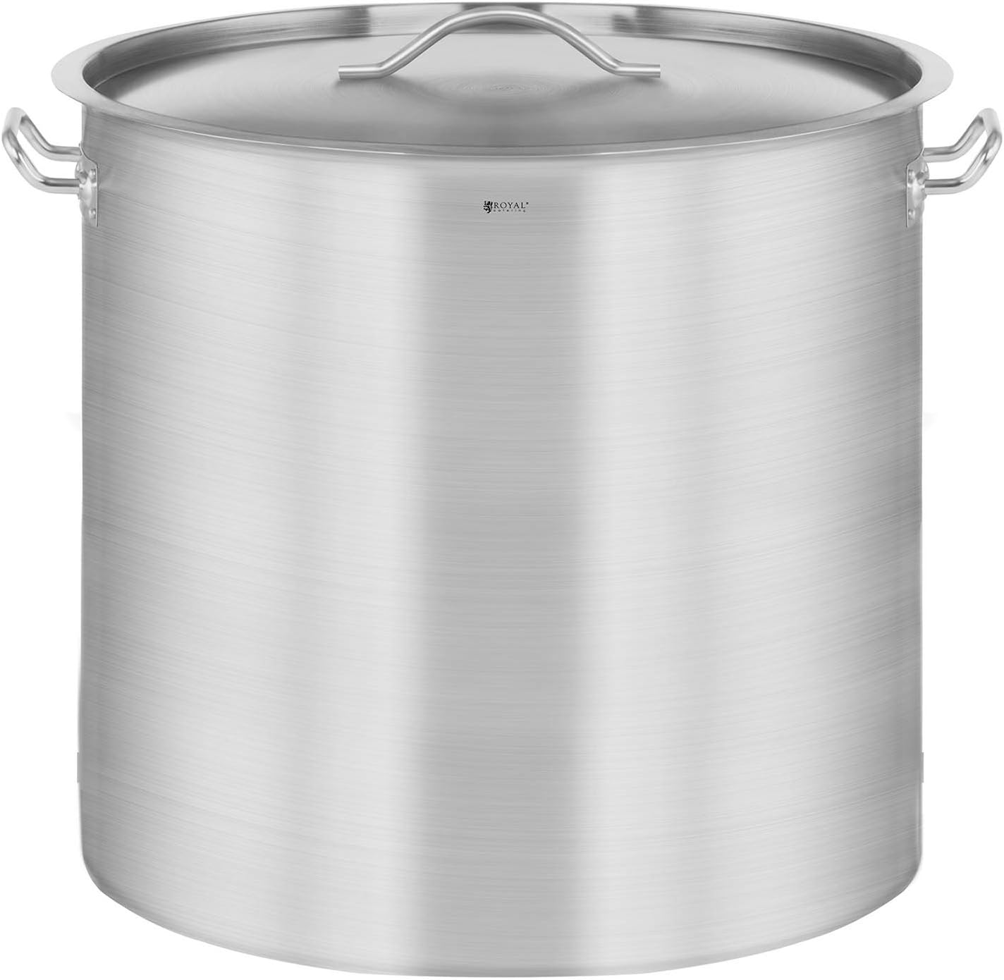 Marmite Traiteur en Acier avec couvercle 98 L, bord verseur, pour plaques à induction, gaz, électrique et autres, Casserole en inox pour Événement Commercial Restaurant, Hôtel