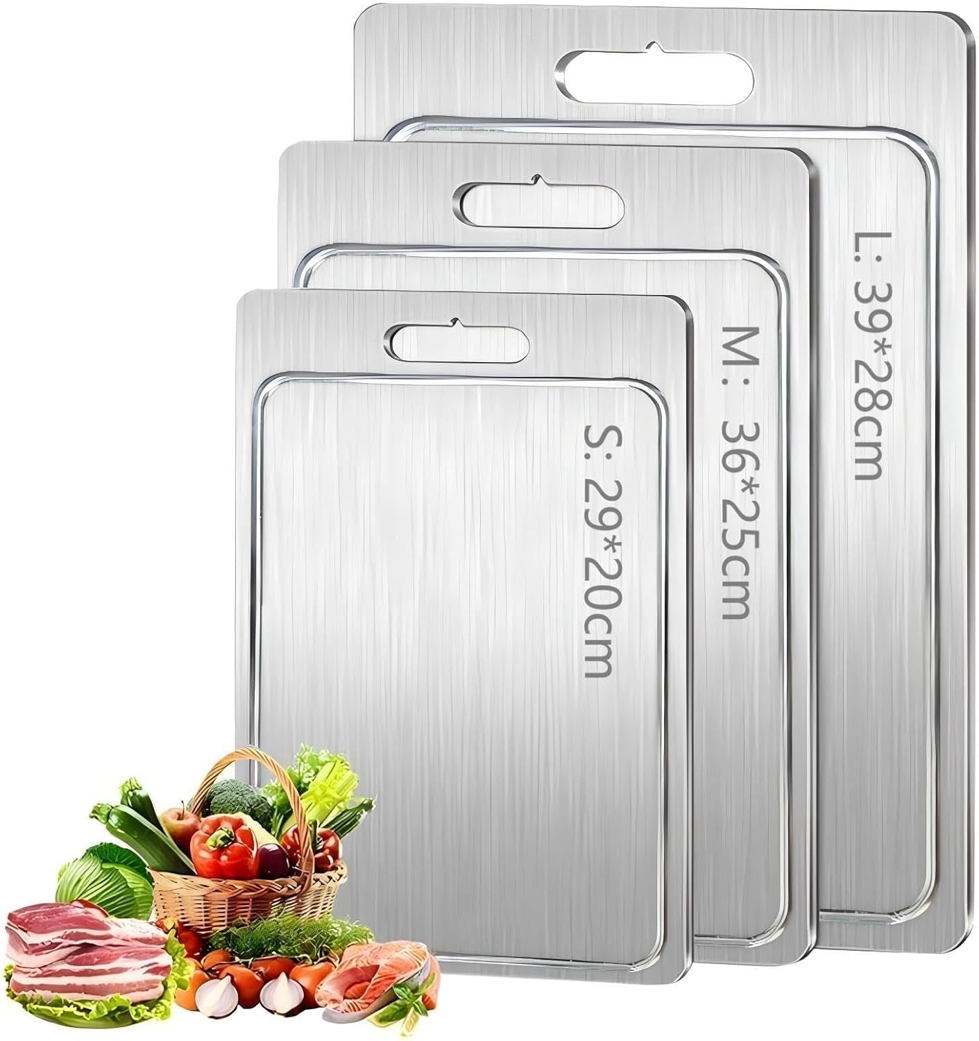 Planche à découper en titane avec rainures, double face en acier inoxydable de qualité alimentaire, planches à découper en titane pour cuisine (vendeurs Timenil, tous les autres ne sont pas autorisés 36L x 25l cm