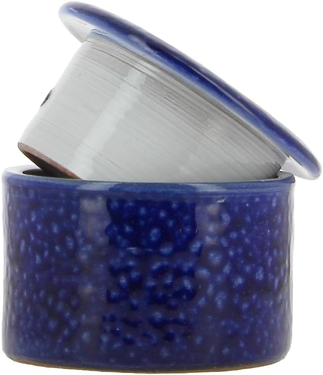 Poterie Turgis - Beurrier à eau en grès bleu 210g - Made in Calvados
