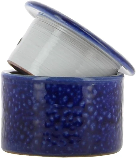 Poterie Turgis - Beurrier à eau en grès bleu 210g - Made in Calvados