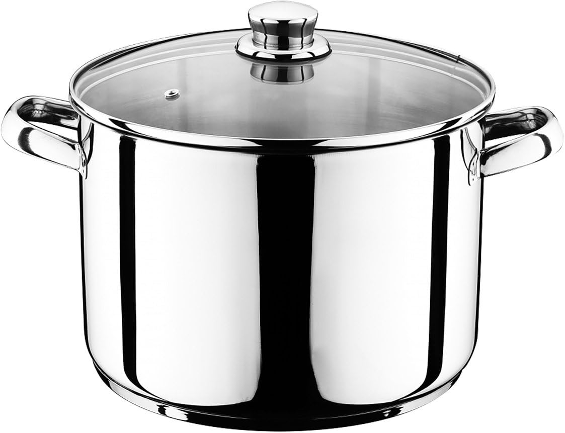 Casserole universelle 14 litres avec couvercle en verre - Casserole en acier inoxydable - Marmite universelle - Simmertopf pour sauces pour pâtes et ragoûts - Ragoût 14 Liter