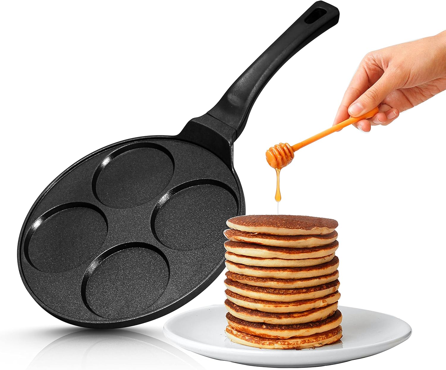 INTIGNIS® Poêle à Frire en Céramique Antiadhésive 27cm Pour Mini-Crêpes Blinis - Uttapam - Crêpe - ufs à la friture - l'induction sans PFOA chimique 26 cm