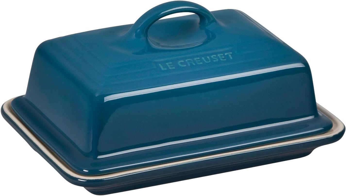 Beurrier en Céramique, 900 g, 17 x 12.5 x 9 cm, Deep Teal, Bleu Sarcelle Profond