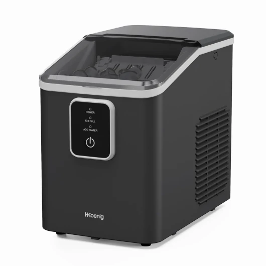 H.Koenig Machine à Glaçons KUB12-12kg en 24h, 2 tailles de Glaçons, Portable, Compacte, Silencieuse 1L, Glaçons Prêts en 6min, Pelle à Glaçons Noir