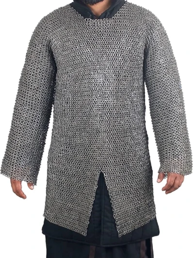 Chainmail Armor chemise en cotte de mailles Fil lourd de calibre 16 10 mm plat riveté armure pour homme Cosplay LARP