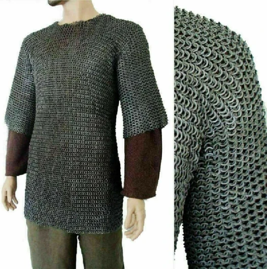 Chemise médiévale plate rivetée avec rondelle plate maille armure maille prête pour la bataille costume chaîne Mail Hauberk Reenactment LARP, nature, L
