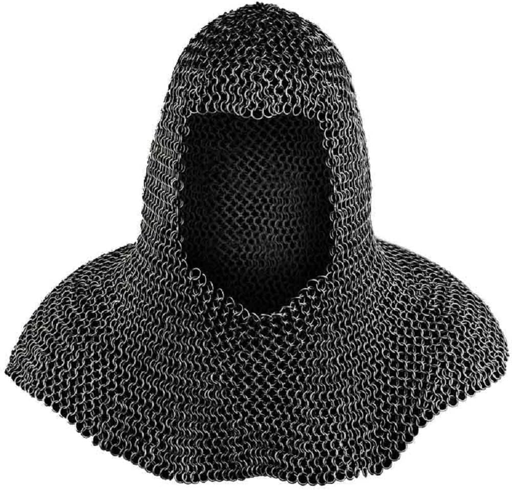 ADVIK ENTERPRISES Richard Cagoule en cotte de mailles noircies pour Hauberk Medieval Knight Coif