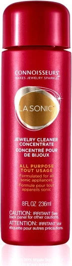 CONNOISSEURS Ultrasonic Cleaner Nettoyeur Bijoux Ultrason - Solution Concentrée Nettoyante - Liquide de Nettoyage pour Machines à Ultrasons - Nettoie Or Argent Diamants Pierres Précieuses - 236 ml