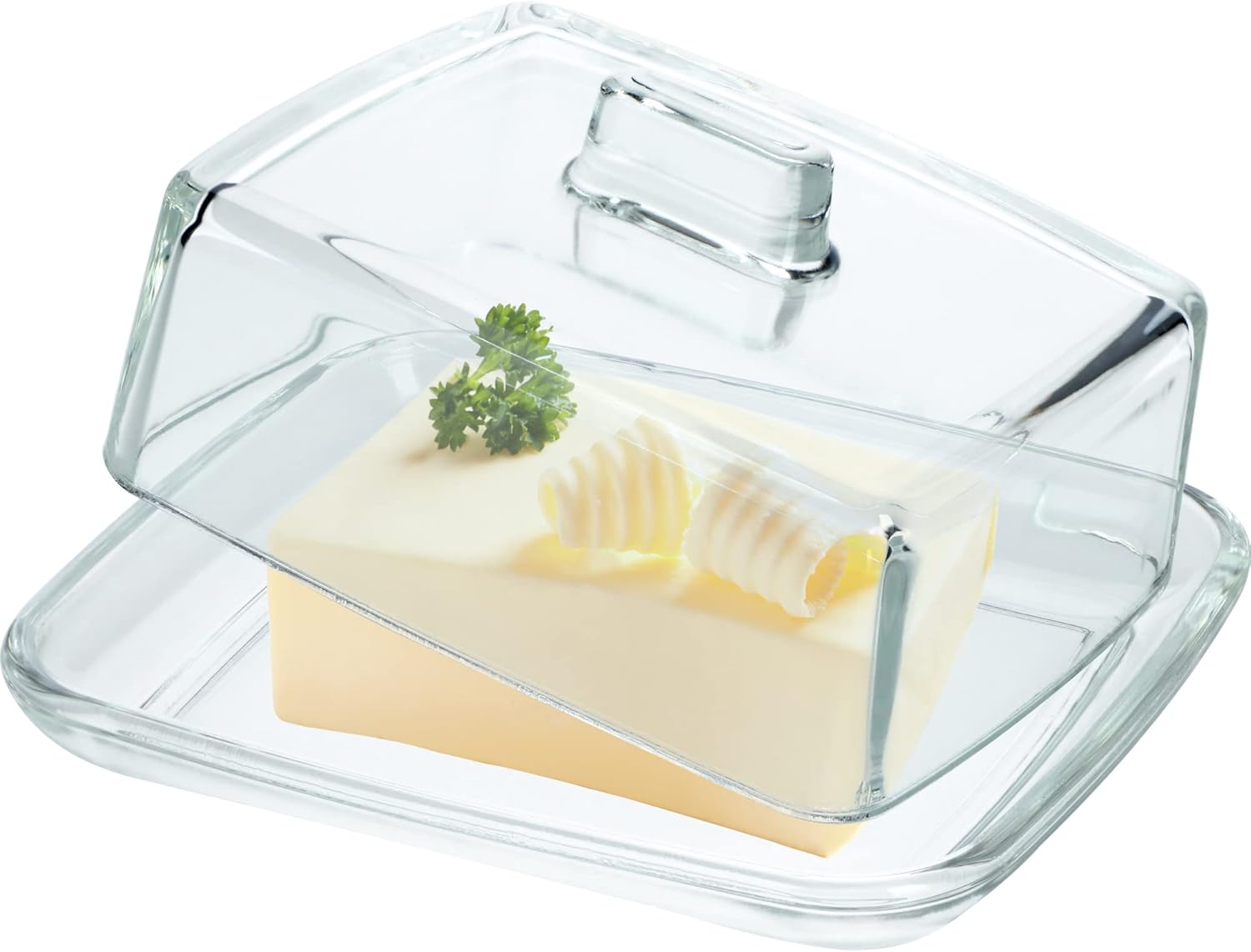 Beurrier en Verre avec Couvercle et Poignée, Un Élégant Récipient pour Conserver et Servir Votre Beurre avec Style et Praticité (Rectangulaire)