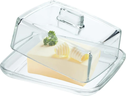 Beurrier en Verre avec Couvercle et Poignée, Un Élégant Récipient pour Conserver et Servir Votre Beurre avec Style et Praticité (Rectangulaire)