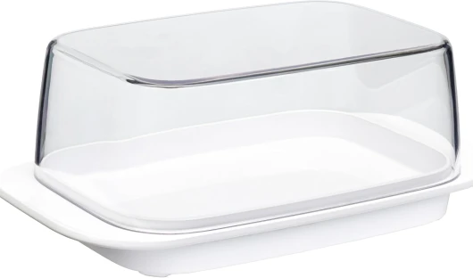 Beurrier - blanc - pour 250 gr de beurre - couvercle transparent - rentre parfaitement dans la porte du réfrigérateur - convient au lave-vaisselle - nouvelle édition White