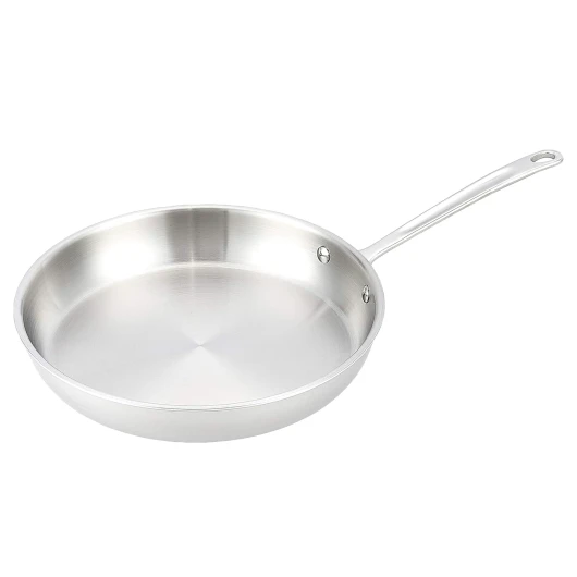 Poêle à frire triple épaisseur 30 cm en acier inoxydable avec poignée résistante à la chaleur Argenté (Anciennement marque AmazonCommercial) 30 cm une poêle à frire