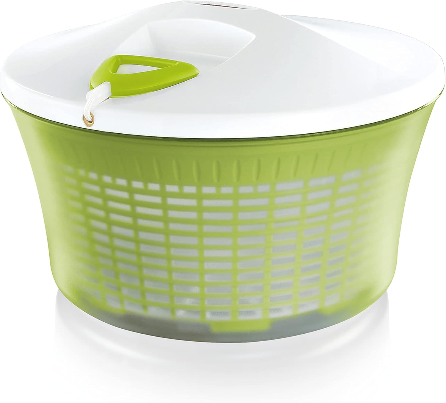 Essoreuse à salade 5,5 l en plastique ComfortLine, mécanisme d'essorage à cordon innovant, utilisable comme saladier ou passoire, blanc et vert