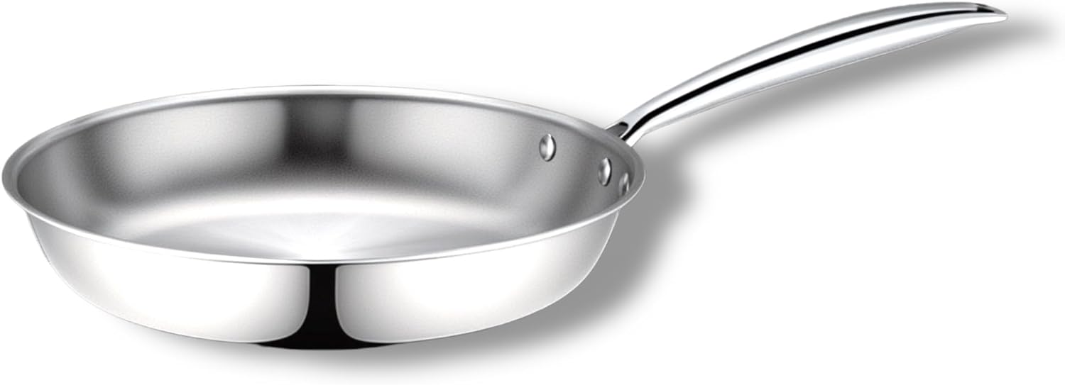 ® Poêle en Acier Inoxydable Triply Inox 18/10 sans PFAS/PFOA/PTFE/Cadmium et Sans Revêtement Antiadhésif (32cm)