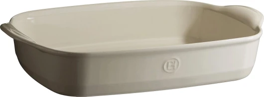 EH029554 Grand Plat à Four Rectangulaire, Céramique Beige Argile 42 X 27 X 9 cm