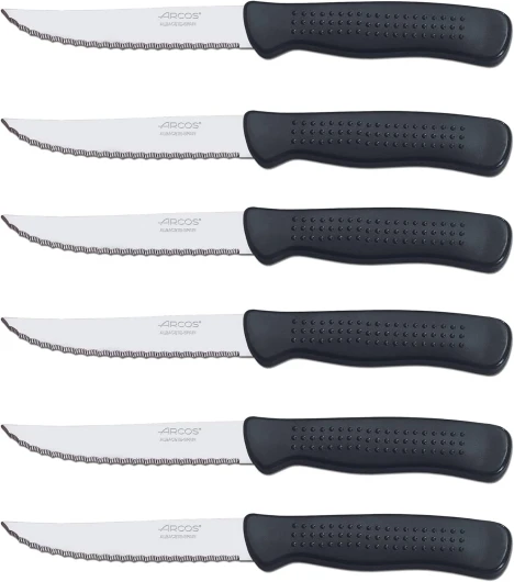 Set de Couteaux à Steak - Couteaux de Table 6 PZAS - Poignée en Polypropylène - Lame 110 mm - Emballage écologique - Va au lave-vaisselle - Couleur Noir 23 centimetri