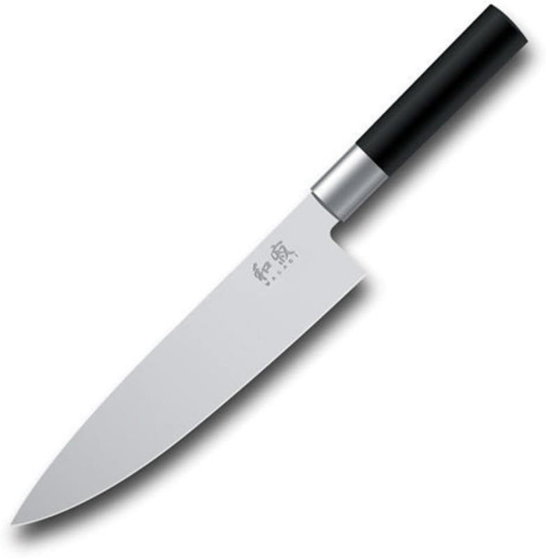 KAI Wasabi Couteau de Chef Noir 20.0 cm de longueur de lame - acier inoxydable poli 6A/1K6 58 (±1) HRC - manche en polypropylène noir - couteau de chef, couteau de cuisine - Fabriqué au Japon Chef 20 cm