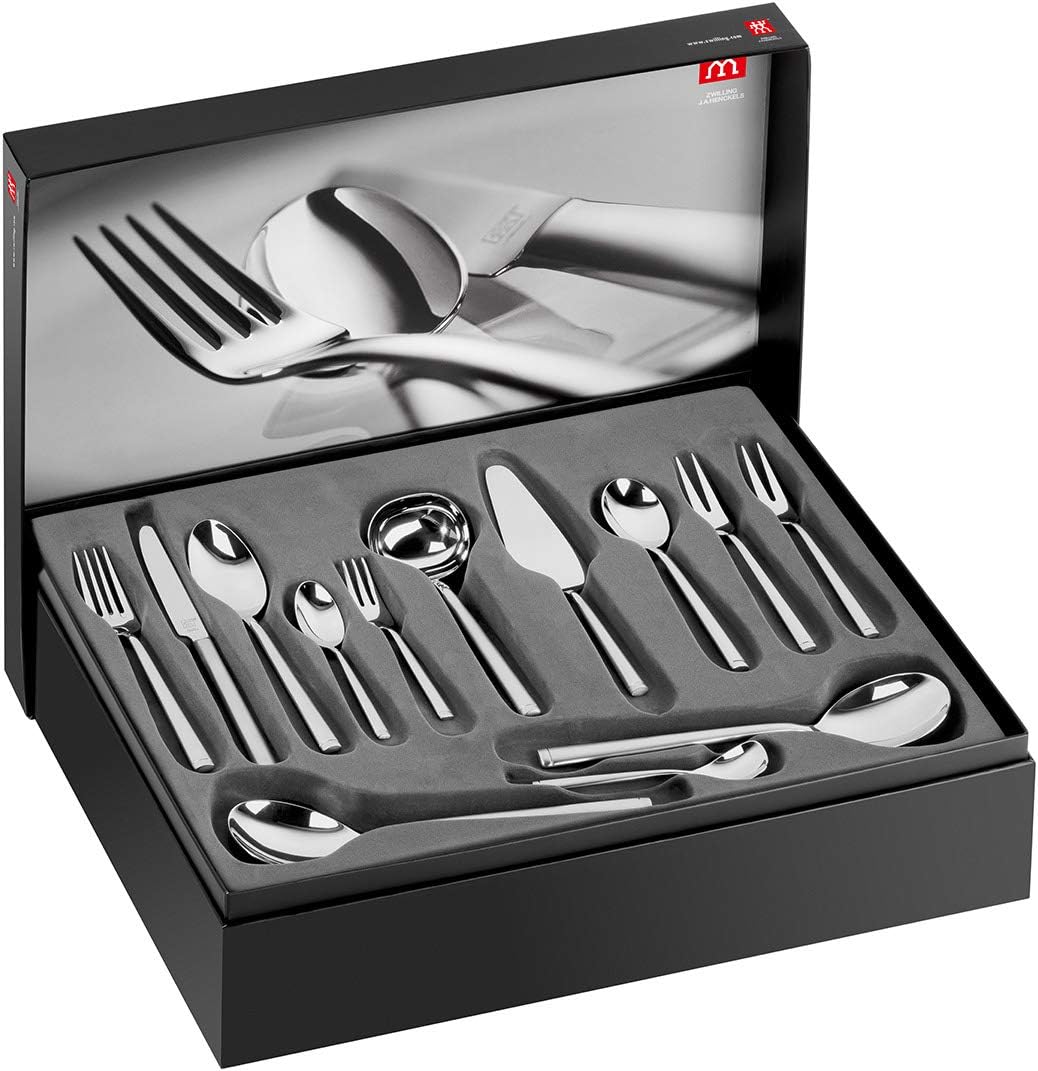 Set de 68 Couverts de Table, pour 12 Personnes, Acier Inoxydable 18/10 de Haute Qualité, série Senses, Poli/Mat, Argent Standard Packaging 68 couverts (Poli/Mat)