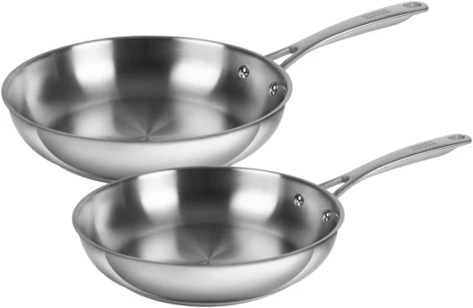 ALLROUND Lot de poêles à frire non revêtues Ø 24 + 28 cm, en acier inoxydable, pour induction