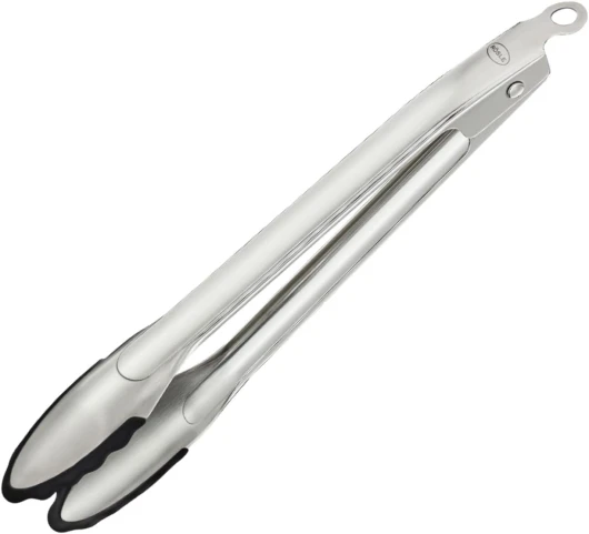 Pince Gourmet de Cuisine - Ustensile en Inox 18/10 - Avec Fermoir Breveté et Bords en Silicone - Pour Cuisiner, Griller et Servir - Compatible Lave-Vaisselle - 23 cm 23 cm Pince Gourmet Unique