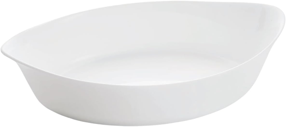 Luminarc - Plat ovale Blanc Smart Cuisine Carine 250°C - Plat à Four en Verre Innovant - Léger et Extra-Résistant - Nettoyage Facile - Fabrication en France - Dimensions 25x15 cm