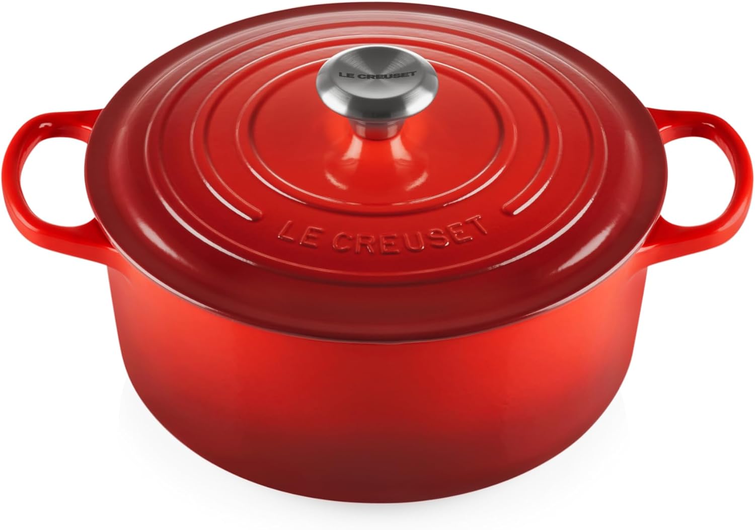 Cocotte Signature en Fonte Émaillée avec Couvercle, 26 cm, Ronde, 5,3 L, 5,135 kg, Cerise, 21177260602430 Cerise 26 cm