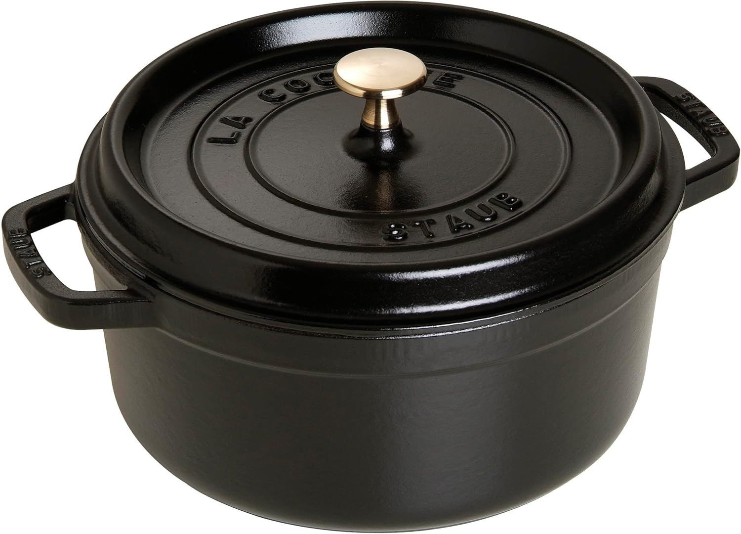 Cocotte en Fonte Émaillée avec Couvercle, Tous feux dont induction, 5 à 7 personnes, Ronde, 28 cm, 6,70 L, 7,7 kg, Noir Mat 28 cm Ronde Noir Mat
